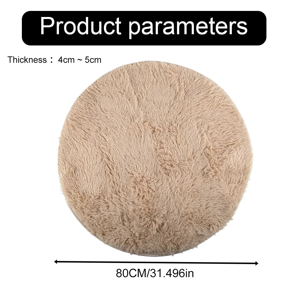 40/60/80cm Anti-Slip Round Rugs Large Shaggy Rug Super Soft Mat Living Room Bedroom Carpet Home Furnishings