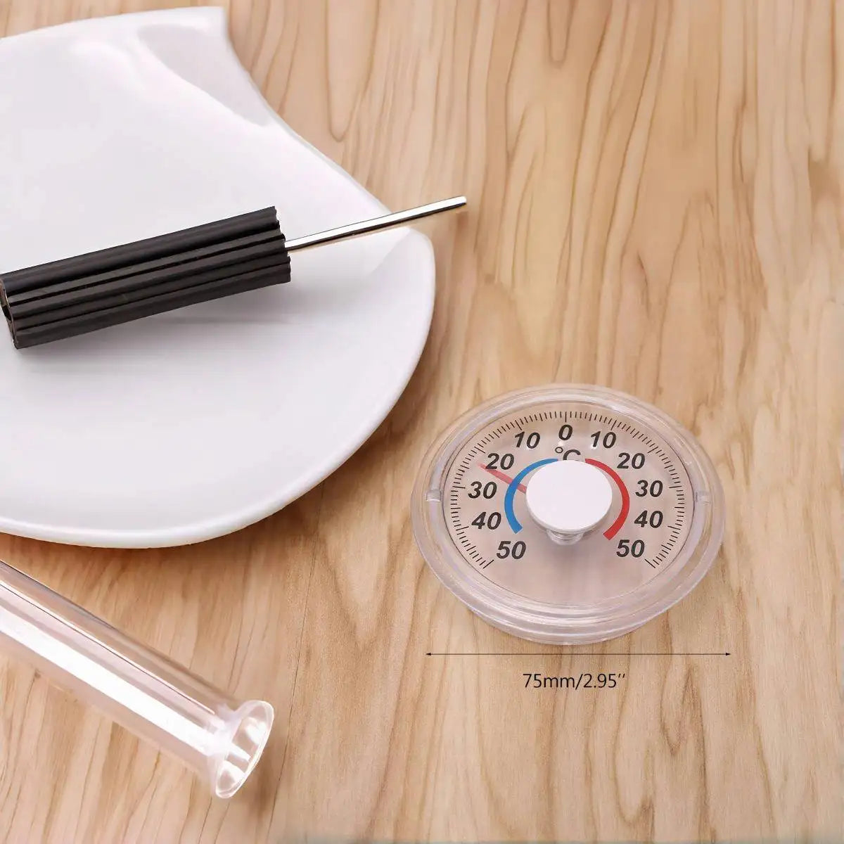 Household Pointer Thermometer, Portable Transparent Plastic Thermometer Circular Refrigerator Thermometer Temperature