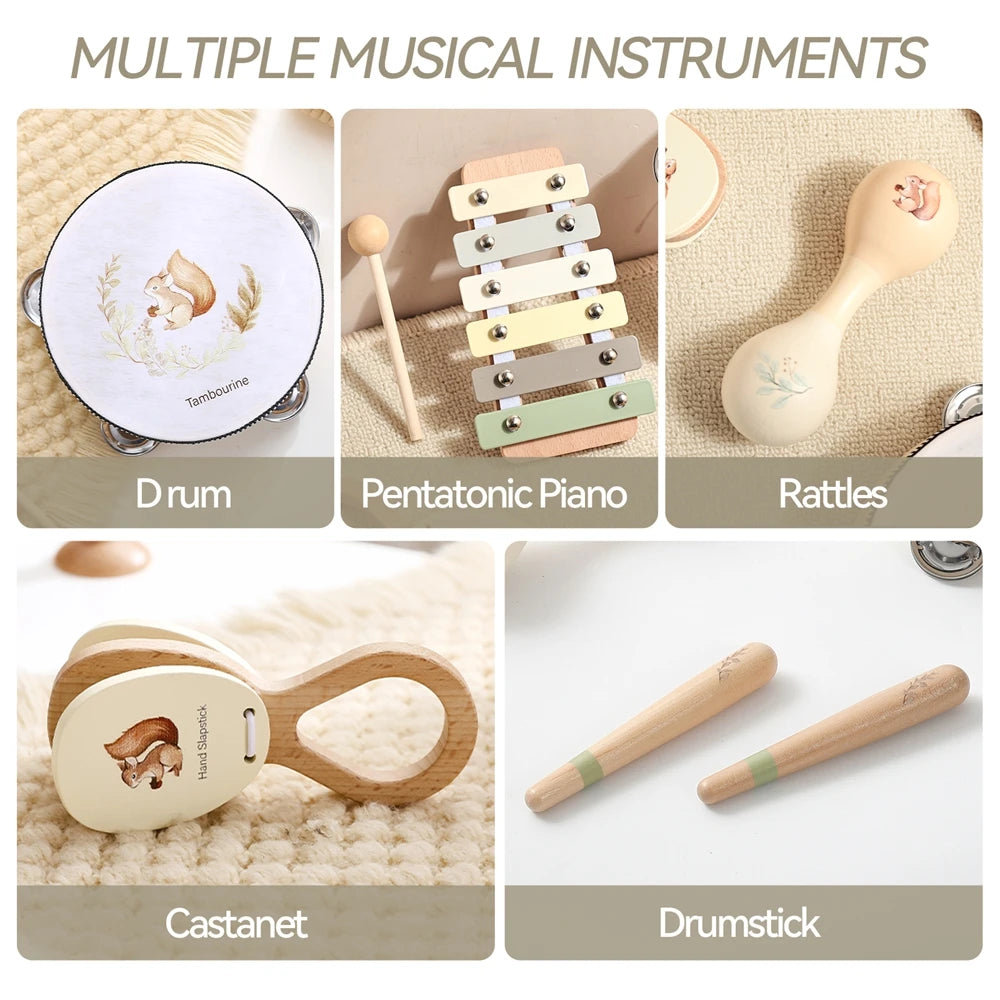 Musical Instruments Montessori Music Baby 0 12 Months Toys Drum Xylophone Kids Early Educational Wooden Instruments Baby Toys