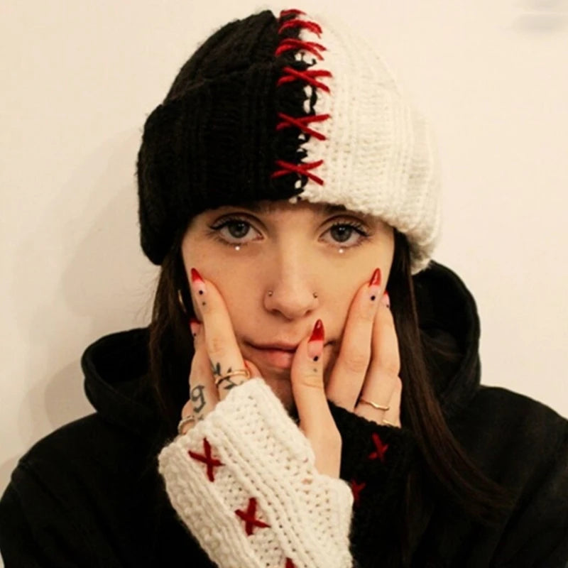 Terrifying Ghost Knitted Winter Balaclava Bucket Hat Full-Head Halloween Cosplay