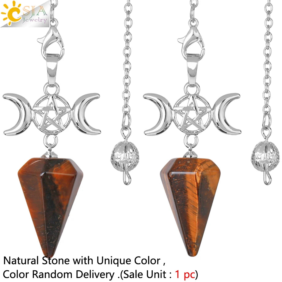 Healing Spiritual Crystal Pendulum Reiki Natural Stone Pendant Cone Penulum Pendulos for Dowsing Divination Healing Jewelry S962