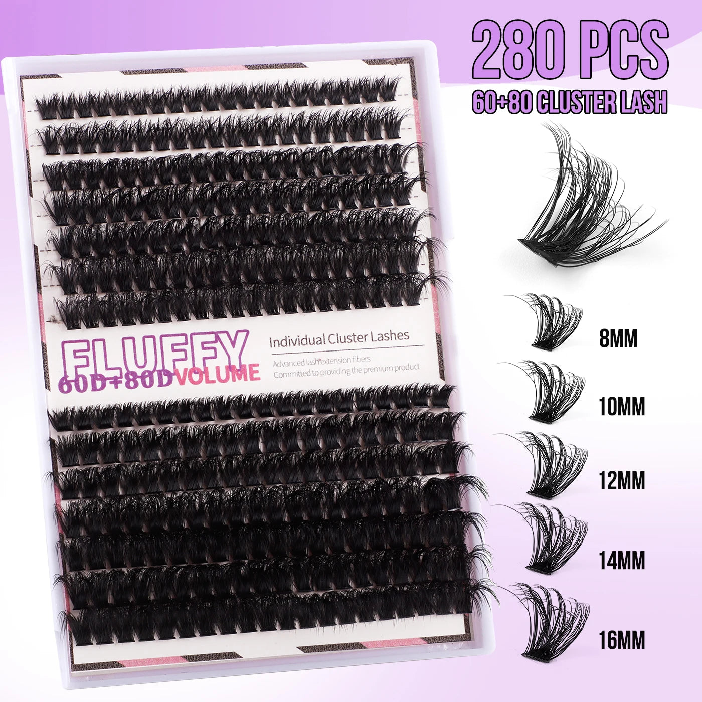 8 Colors Eyelash Extensions colorful 60D 80D Fluffy False Eyelashes Colour natural long cluster russian fanning lashes makeup