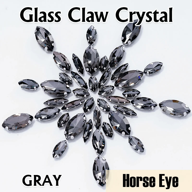 DUCrystal 50pcs/pack Mix Size Glass Crystal Sew On Rhinestones Flatback Rhinestones for Clothes Crafts Sewing Beads Decorations