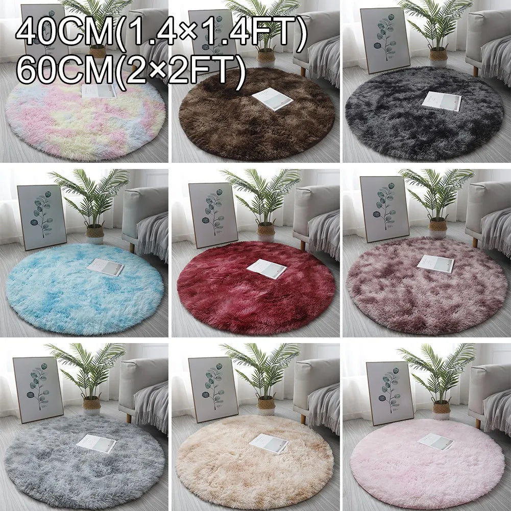 Circle Round Shaggy Rug Living Room Bedroom Carpet Floor Mat Anti-Skid Floor Soft Solid Large Carpets