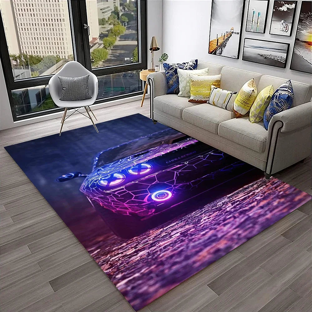 Racing Car Sports Car Carpet Rug for Home Living Room Bedroom Playroom Sofa Doormat Decor,Kids Game Area Rug Non-slip Floor Mat