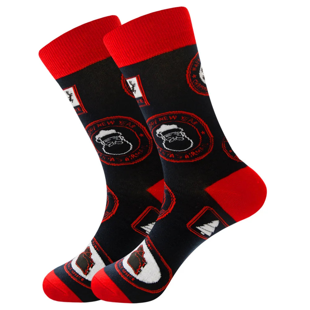 Men Women Socks Lover Christmas Halloween Celebrate Santa Elk Gift Party Biscuits Snow Happy Funny Tide Cotton Socks EU38-46