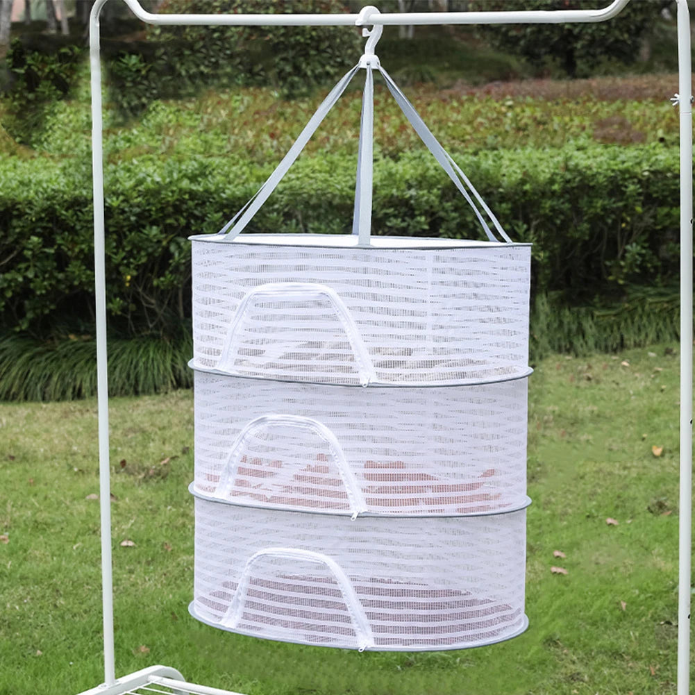 4 Layer Drying Net Herbs Removable Bra Drying Clothes Net Folding Anti-Fly Windproof Hook Drying for Fish/Vegetables/Fruit/Herbs