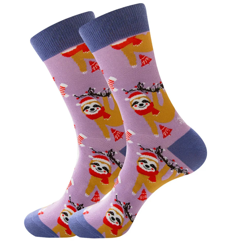 Men Women Socks Lover Christmas Halloween Celebrate Santa Elk Gift Party Biscuits Snow Happy Funny Tide Cotton Socks EU38-46