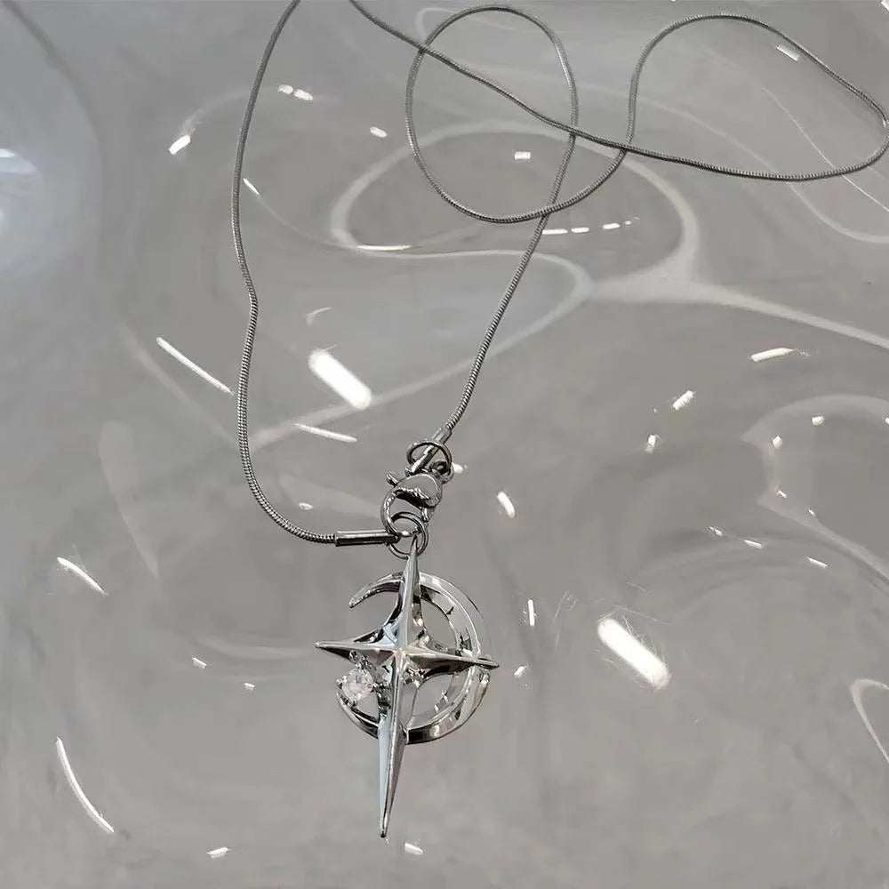 Hiphop Punk Long Chain Cross Necklace for Women Men Punk Double Layer Splicing Chain Necklace Charm Trend Neck Jewelry Halloween