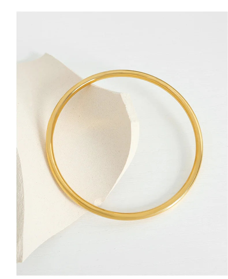 Fadeless Bracelet Bangles For Women Stainless Steel Gold Plated Simple Round Women's Bangle Bracelets Woman Jewelry Accessories