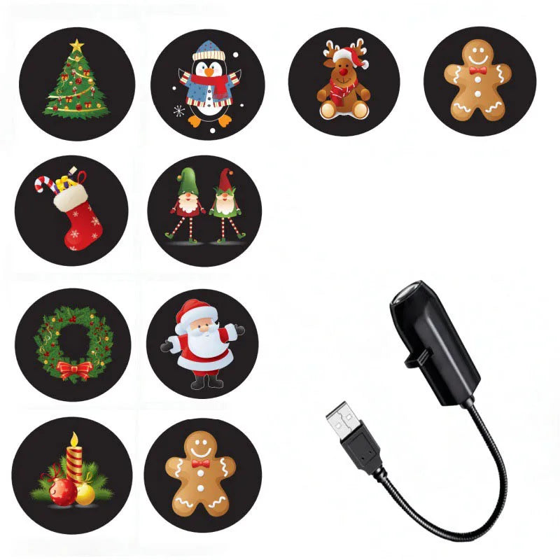 Halloween Decorations 360° Rotatable Skull Led Night Light With Interchangeable Projection Pattern Usb Powered Halloween Product