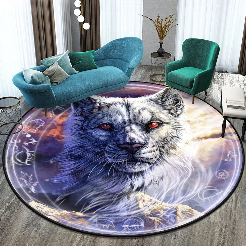 Tiger Round Rug Floor Mats Living Room Rugs Kids  Decor Gifts Restroom     Prayer  Area