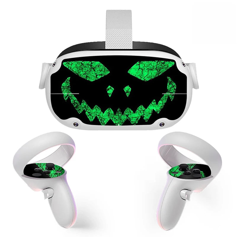 Sticker Vinyl Skin for Oculus Quest 2 VR Headset Controller  PVC Decals Halloween Pattern Wrap Cover for Meta Quest2 Accessories