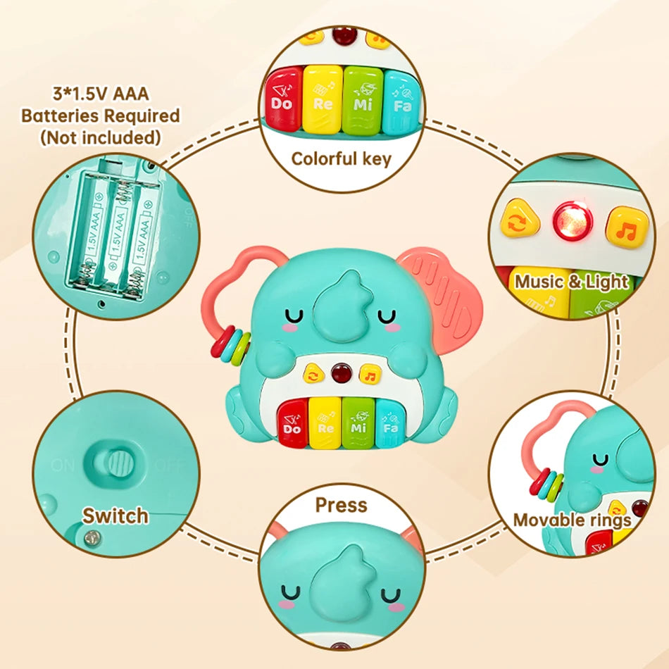 Baby Electronic Piano Toys Music&Light Keyboards Animals Instrument Toys Montessori Educational Toddlers 18-36 Months Baby Gifts