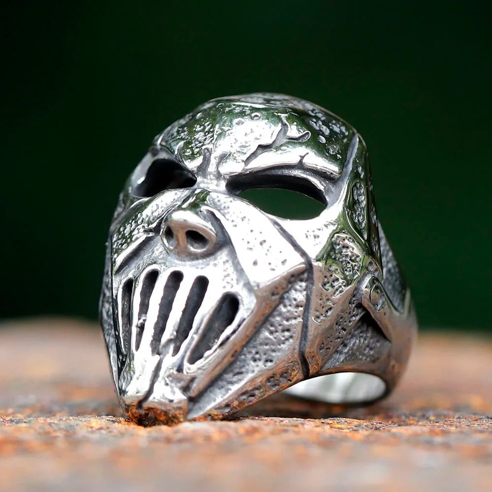 2023 Men's Flowers Skull Mask Ring Gothic 316L Stainless Steel Anel Motorcycle Band jewellery Party Halloween Gift free shipping