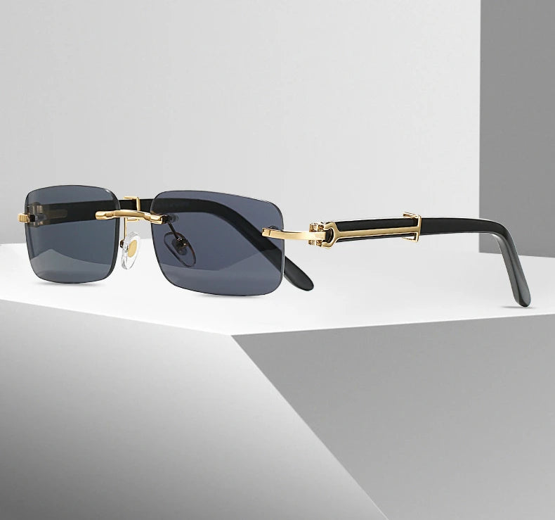 Caterside Small Square Rimless Sunglasses Men Luxury Brand Designer Classic Rectangle Sun Glasses Male UV400