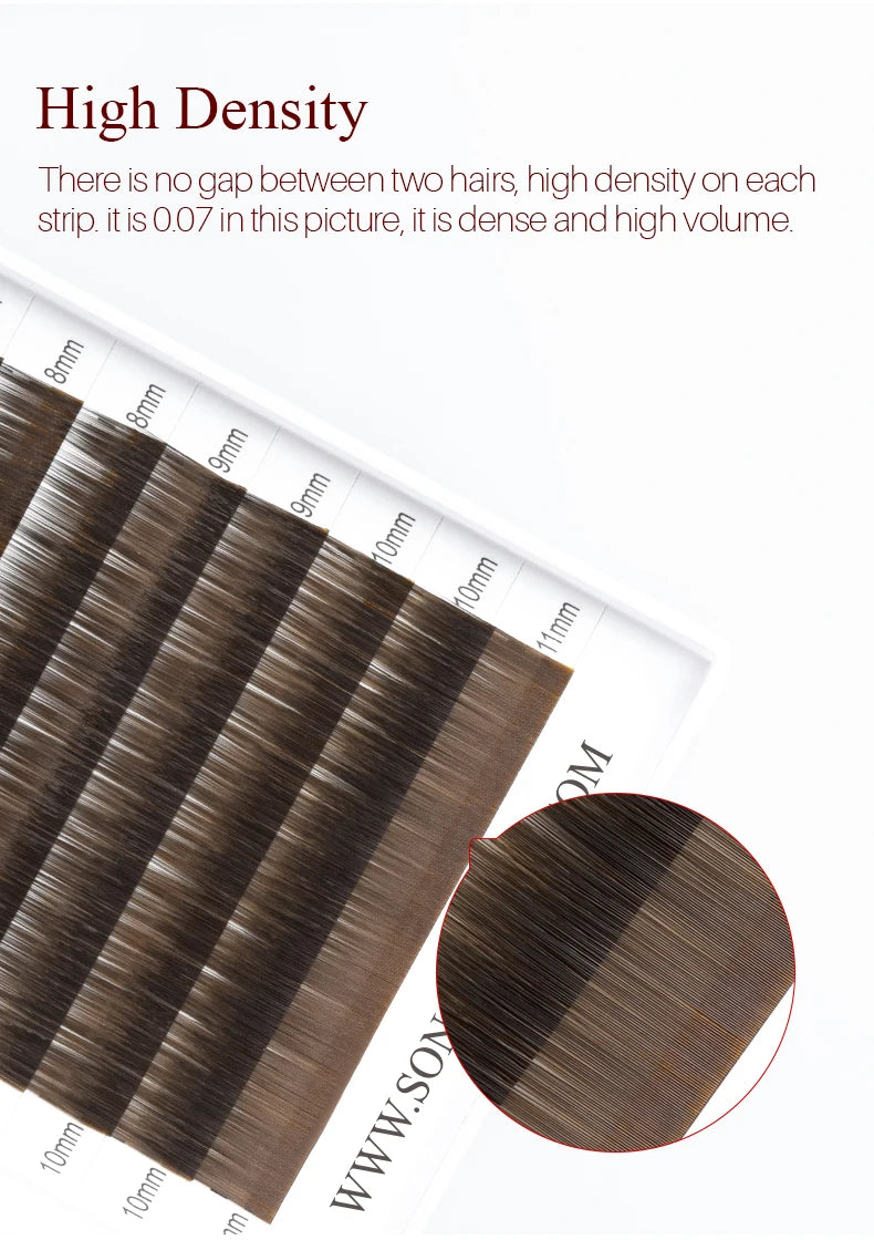 SONG LASHES  High Quality Straight Curvate Eyebrow Extensions False Eyebrow 12 lines Brown Color Eyebrow Extension