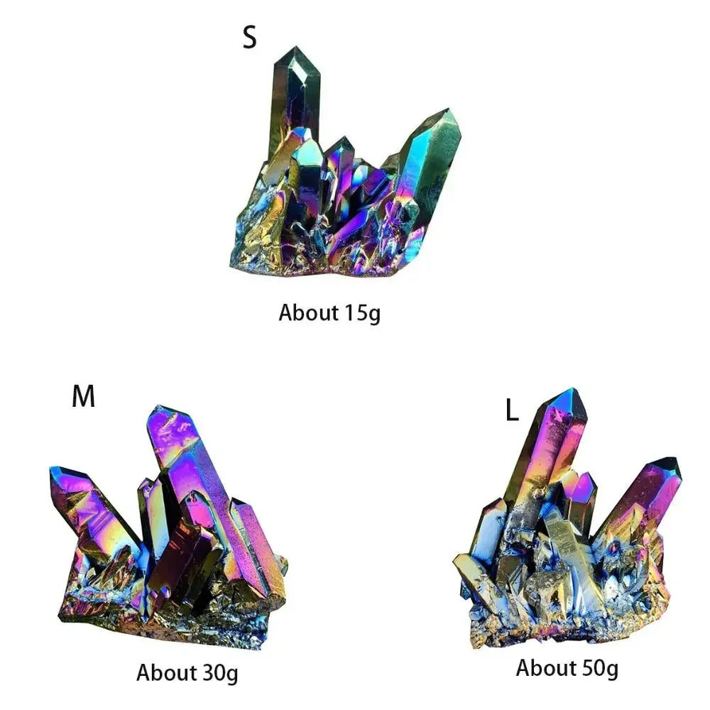 Rainbow Titanium Rough Grinding Quartz Healing Crystals Stone Ornaments Crystal Cluster Specimen Mineral Reiki Stone