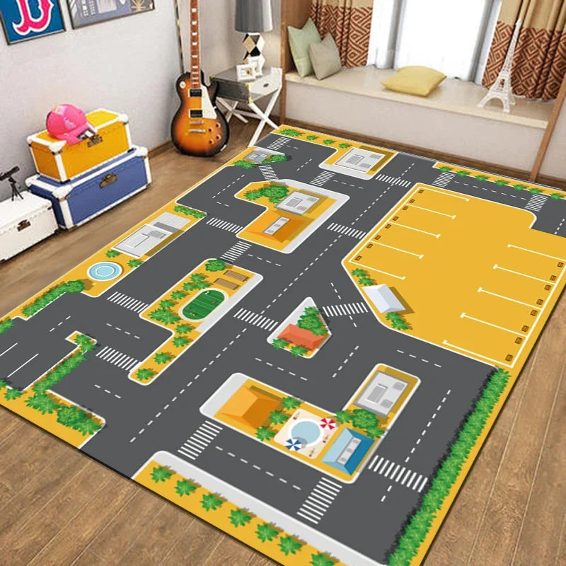 Rug Warm  Non-slip Children's  Living Room Bedroom Mat Game Map Printed  Baby Play