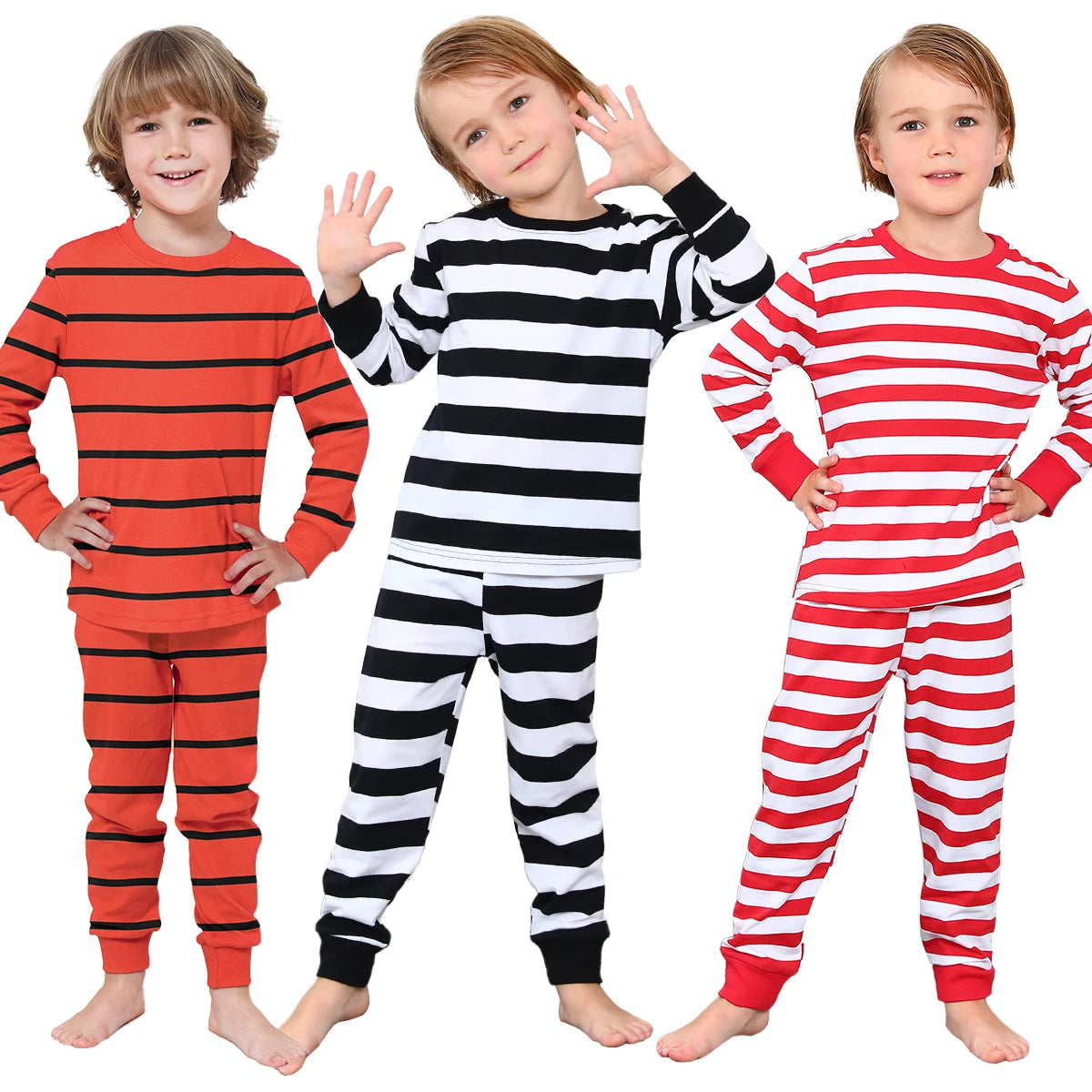 Black and White Striped Pajamas Set Toddler Boys Girls Halloween Robber Prisoner Thief Pjs for Kids Pyjamas Infant Party Clothes