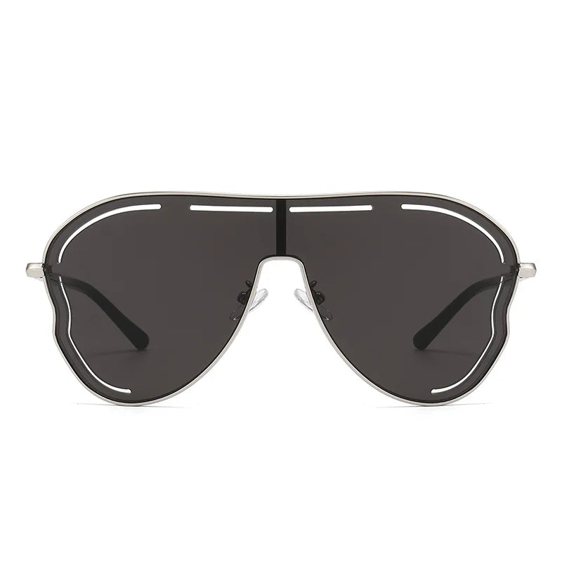 Oversized Hollow One-Piece Sunglasses Women Big Frame 2024 Luxury Brand Special-Shaped Sun Glasses For Ladies Eyewear Shades