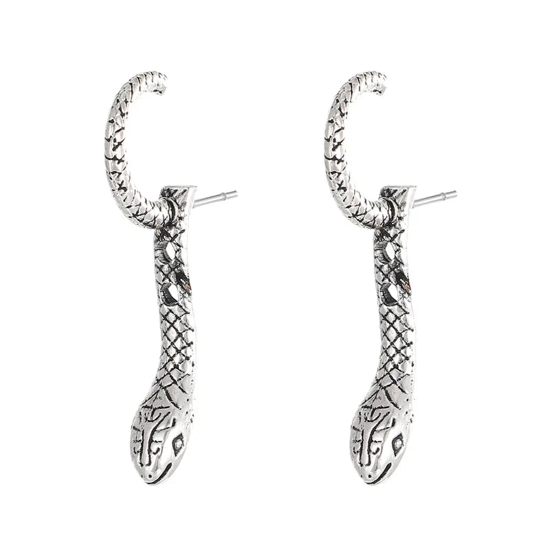 1Pair Gothic Snake Long Earrings For Women Girls Hip Hop Punk Detachable Snake Earrings Jewelry Accessories Halloween Gifts