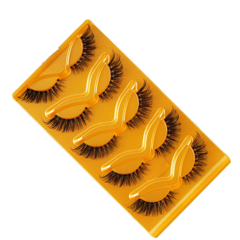 5 pairs of European and American fox style eye tail elongated false eyelashes, transparent stem, three-dimensional simulation, d