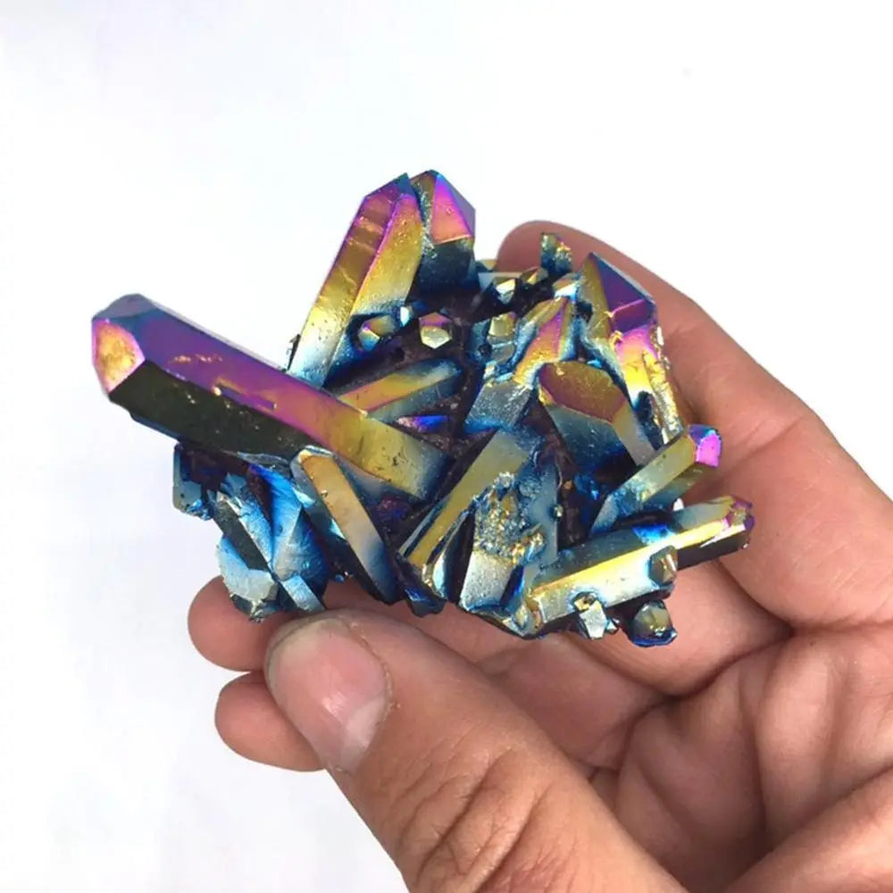 Rainbow Titanium Rough Grinding Quartz Healing Crystals Stone Ornaments Crystal Cluster Specimen Mineral Reiki Stone