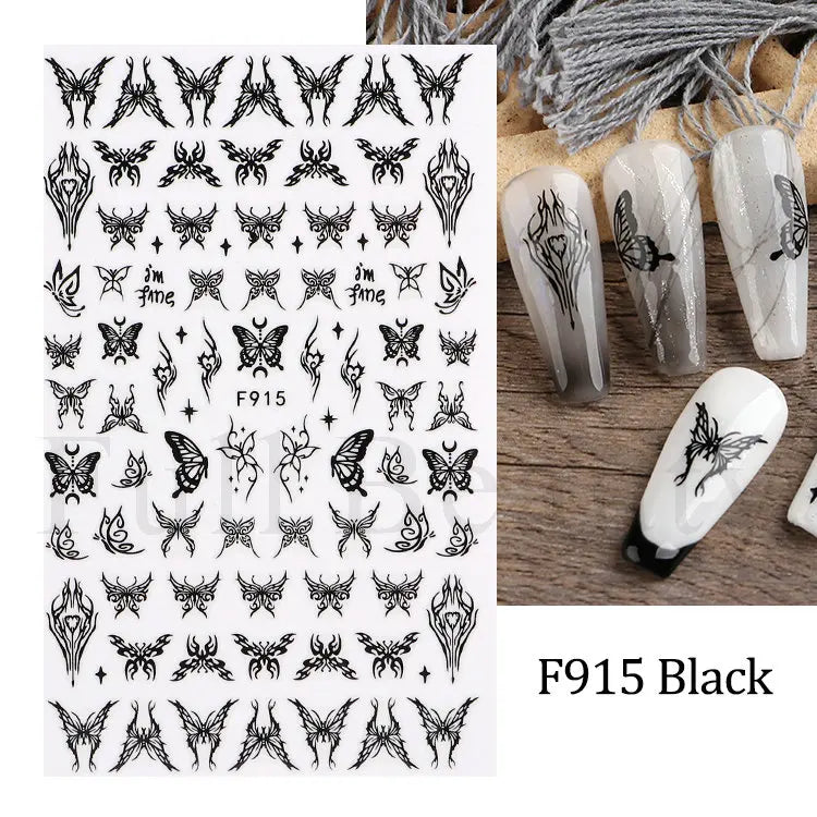 Nail Stickers Halloween Series Bat Skull Bone Ghost Pumpkin Pattern 3D Self Adhesive Decals For Nails Manicure Decoration LATH