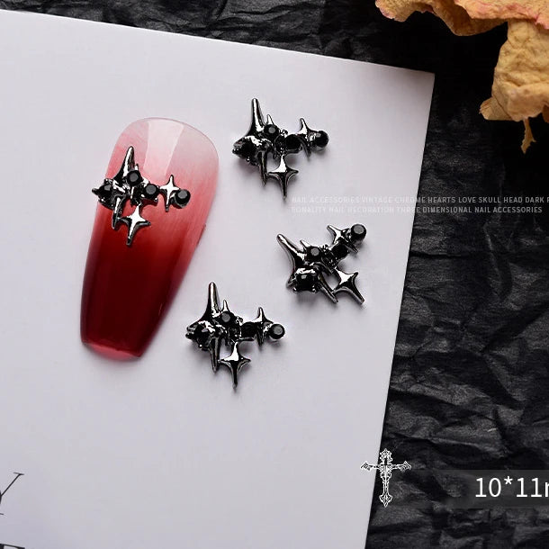 10PCS Gothic Punk Style Alloy 3D Nail Art Charms Heart Skeleton Cross Spider Design For Halloween Nails Decoration Accessories