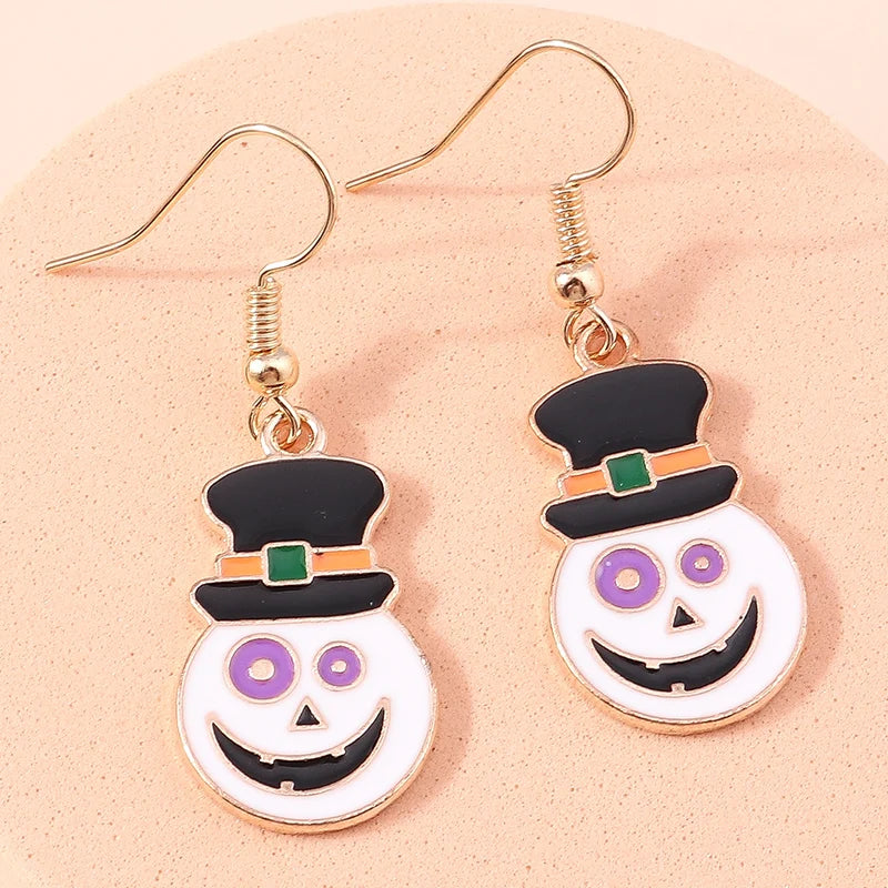 Aihua Fashion Halloween Earrings Enamel Ghost Skeleton Pumpkin Bat Spider Earrings For Women Halloween Night Party Jewelry Gifts