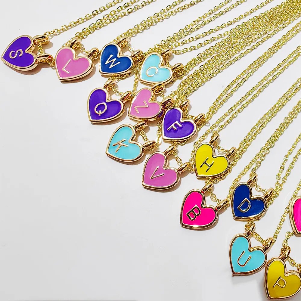 ZX Colorful Enamel Letter A-Z Initial Pendant Necklace For Women Trendy Girls Alphabet Necklace Jewelry Wholesale Jewelry Gifts