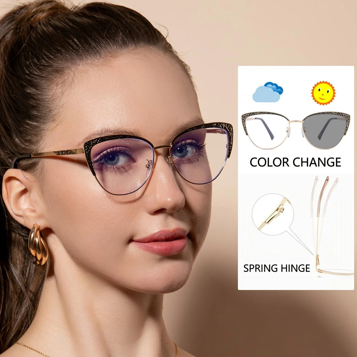 Women Photochromic Polarized Sunglasses Driving Fishing Chameleon Glasses Change Color Sun Glasses  Vision UV400 Eyewear