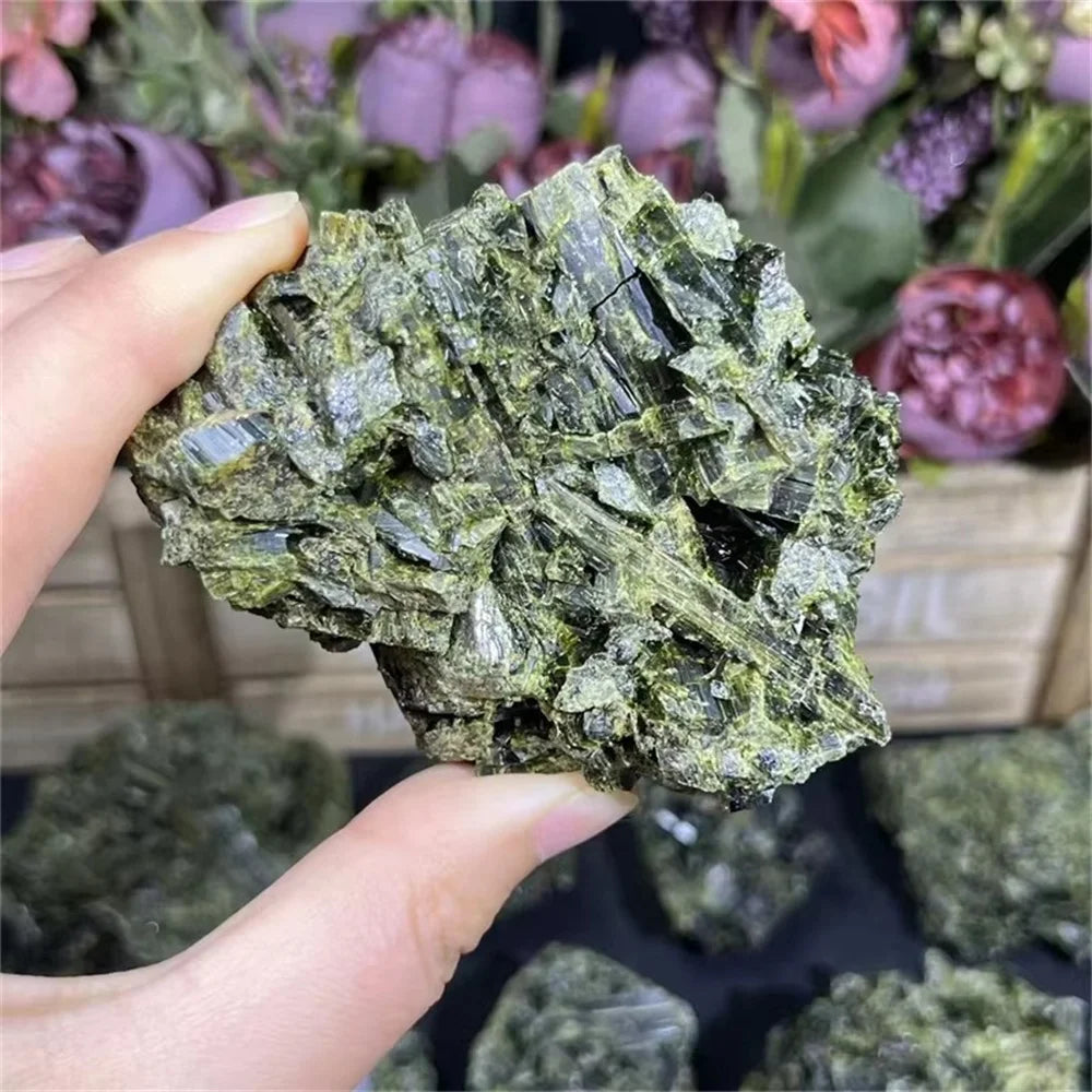 Crystal healing stone natural green tourmaline rough stone crystal raw stone for sale