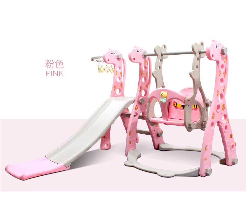 Household Children's Toys Slide Indoor Outdoor  Family Playground  Props Cartoon Giraffe Combination Swing Toys Gift for Kids