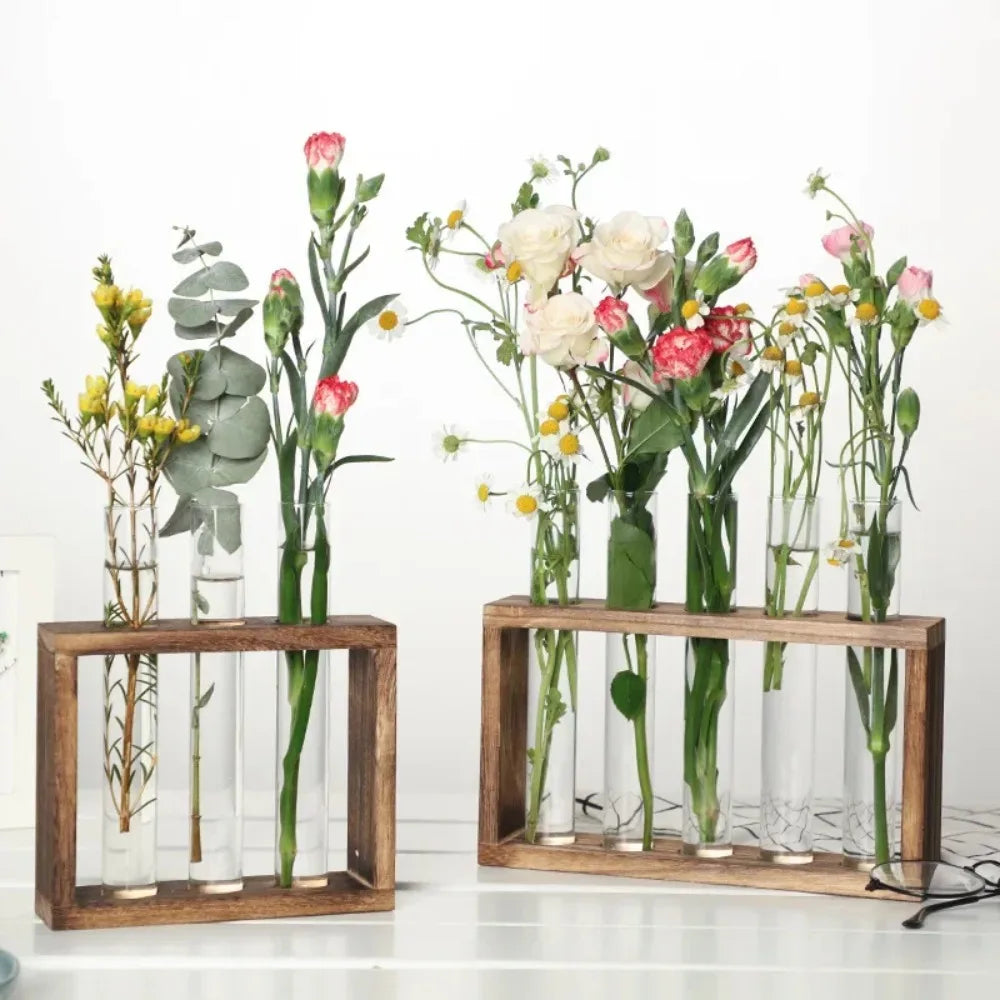 3/5 Tubes Wall Hanging Hydroponic Plant Propagation Glass Vase with