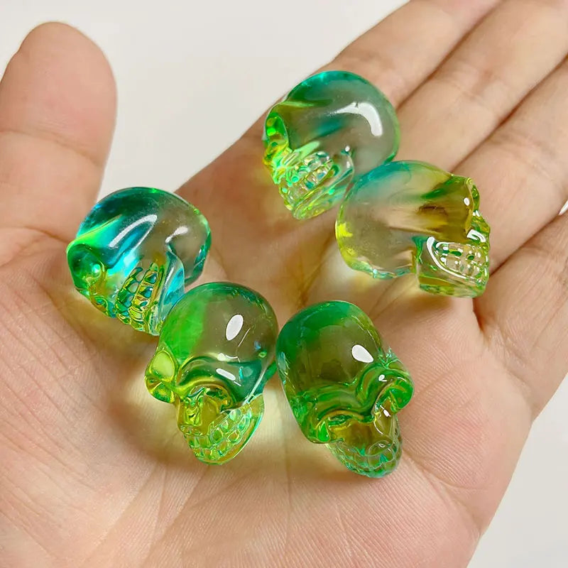 Crystal Skull Glass Carving Jewelry Quartz For Home Decoration Healing Crystals Skull Ornament Reiki Witchcraft Gifts Figurine