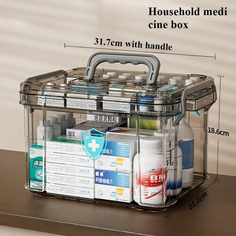 Household Medicine Box Large Plastics Simple Medical Kit Medical Care Drugs Storage Boxes Transparent Multi Layer Storage Box