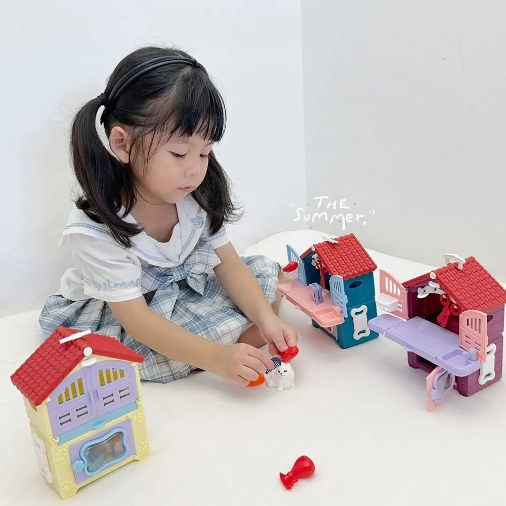 Children's Toys Puppy Cat Scene Playing Toys Merchant Supermarket Play House Toy Mini Interactive Pretend Toys Easter Day Gift