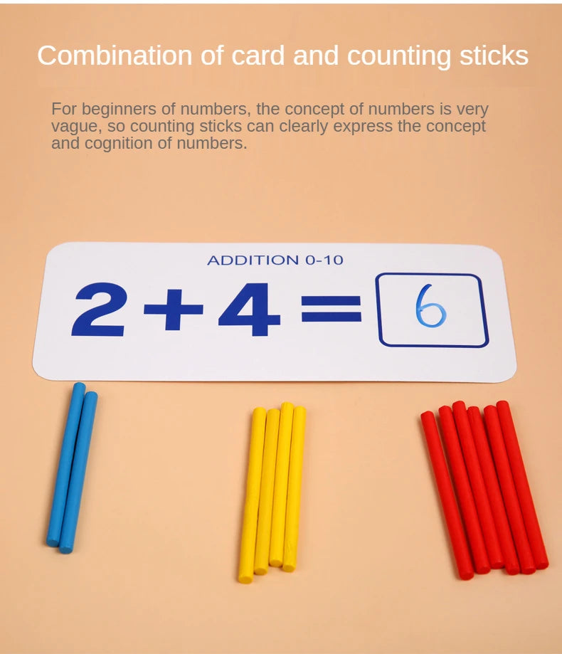 Kids Teaching Early Learning Aids Toddler Educational Toy Wooden Number Matching Addition and Subtraction Math Toys for Children