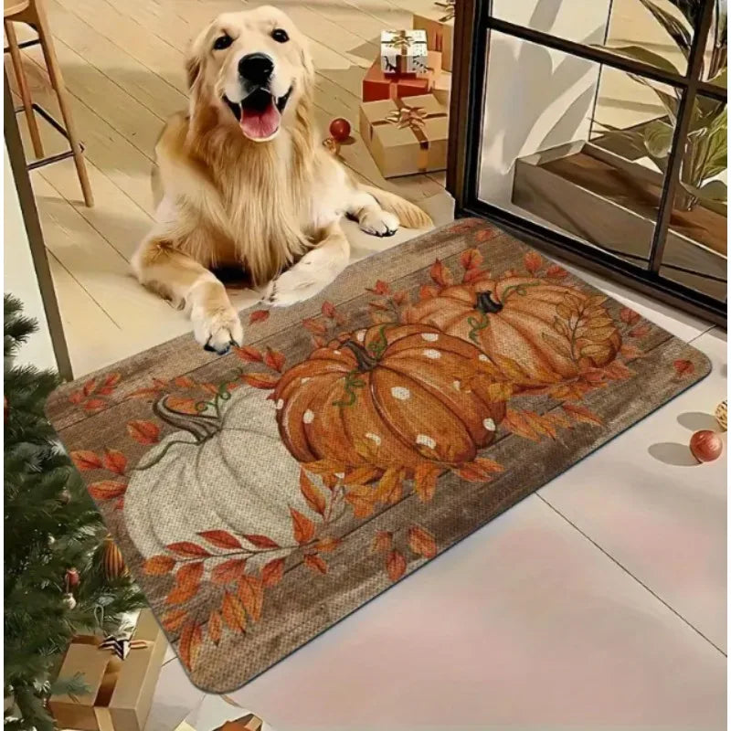 Halloween Pumpkin with Terrifying Face Door Mat Front Door Entrance Inch Welcome Mat for Garden Terrace Home Porch Decoration