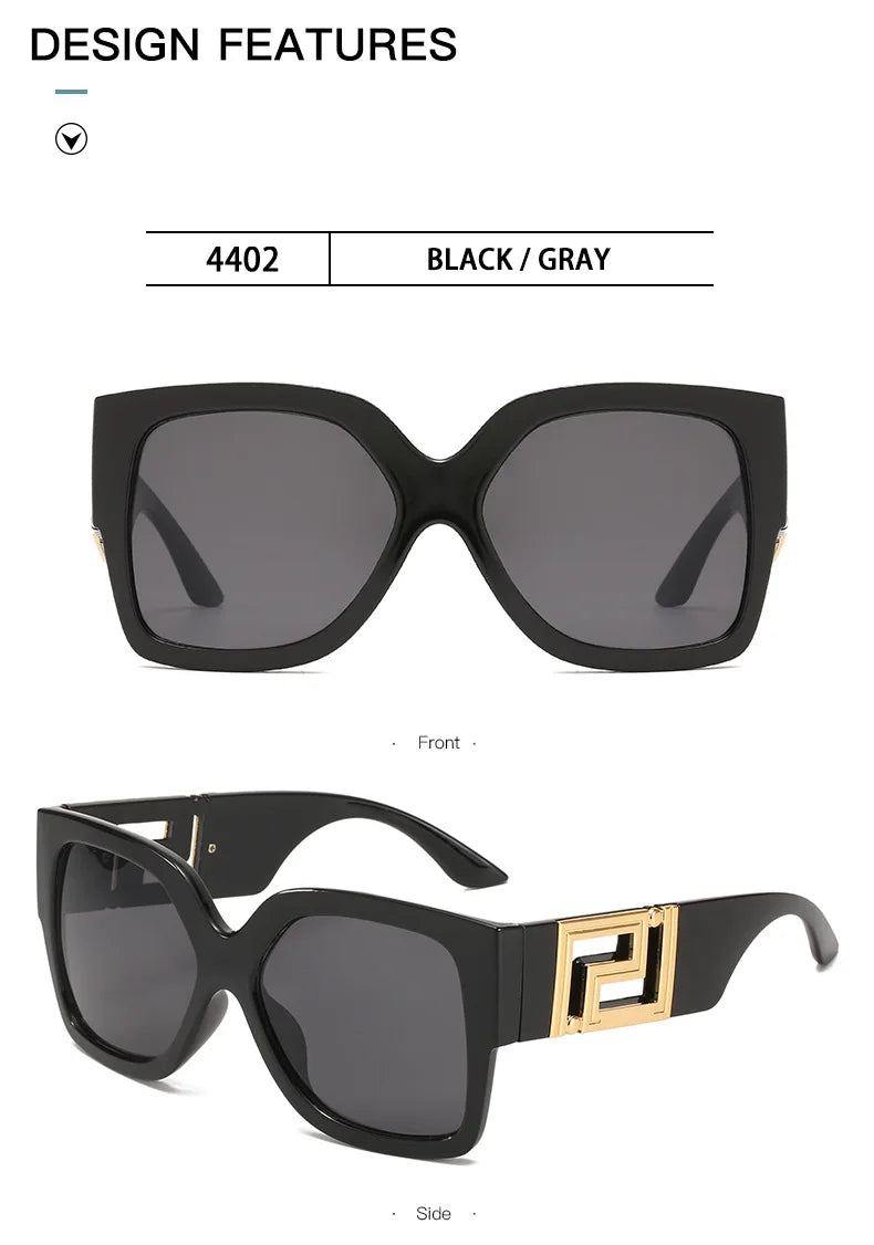 Luxury Brand Design Oversized Women's Sunglasses ,Stylish Elegant Commuting Sunglasses ,Square Retro Gradient Tone Sunglasses.