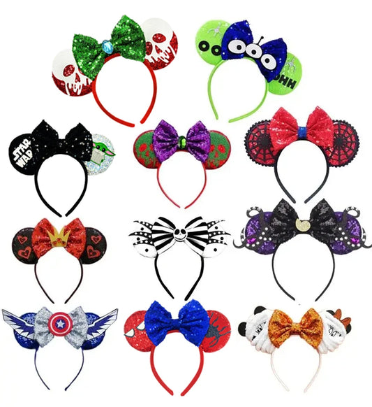 Chic Mickey Mouse Ears Headbands Women Halloween Party Cosplay Bad Guys Hairbands Girls Festival Gift Kids DIY Hair Accessories