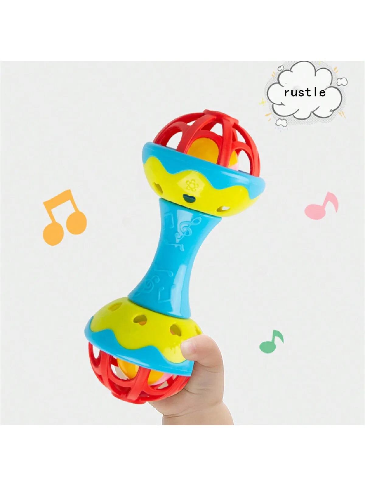 1pc random color Toddler Double-headed Hand Rattles Soothing Hand Grip Rattles Toys Baby Rattle Baby Nibbling Toys Baby Toys 0 -