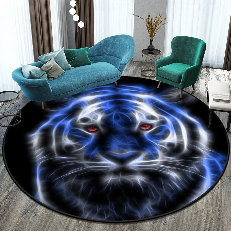Tiger Round Rug Floor Mats Living Room Rugs Kids  Decor Gifts Restroom     Prayer  Area