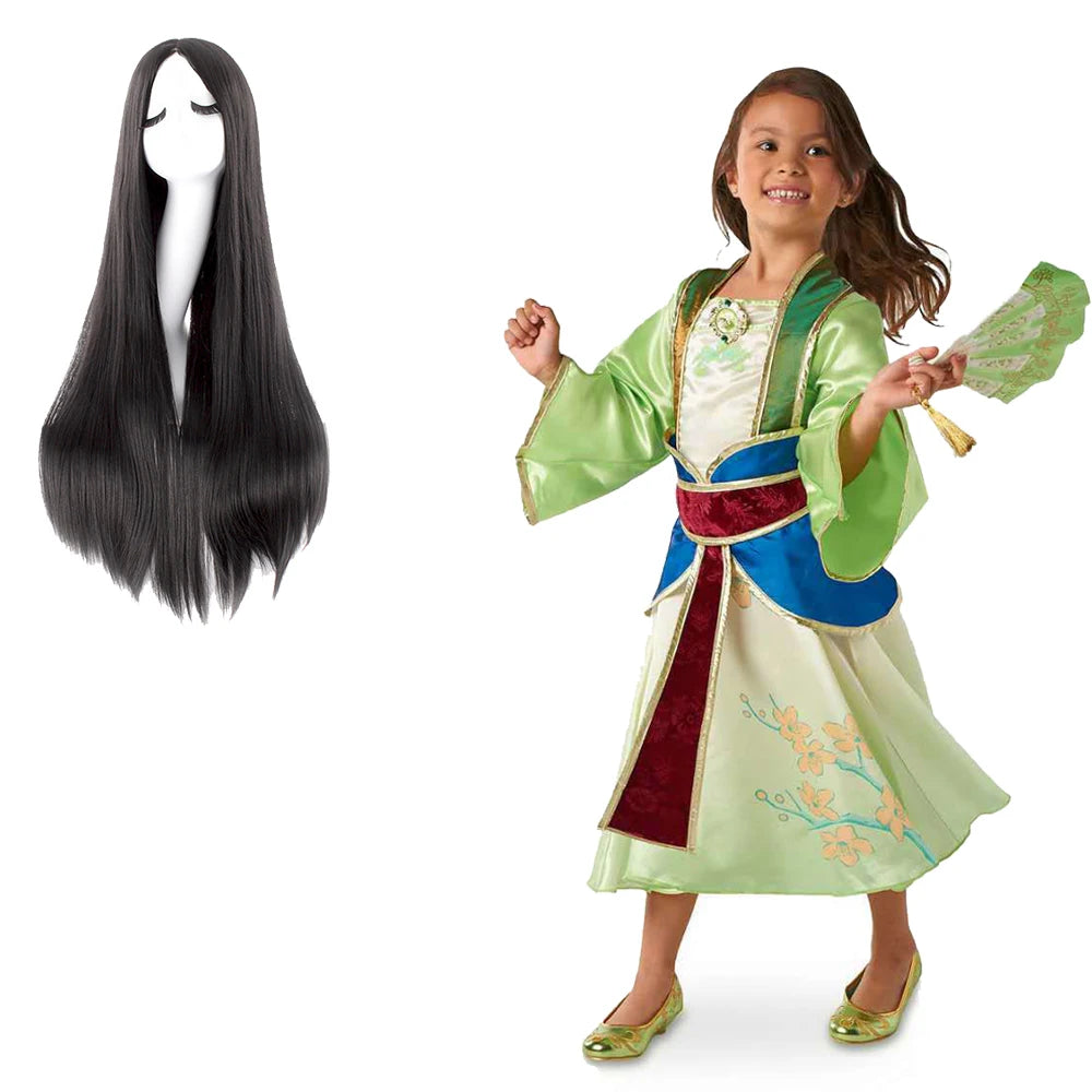 Halloween Girls Mulan Dress Children Fancy Fairy Princess Dress Up Chinese Style Christmas Vintage Green Floral Dresses Hanfu