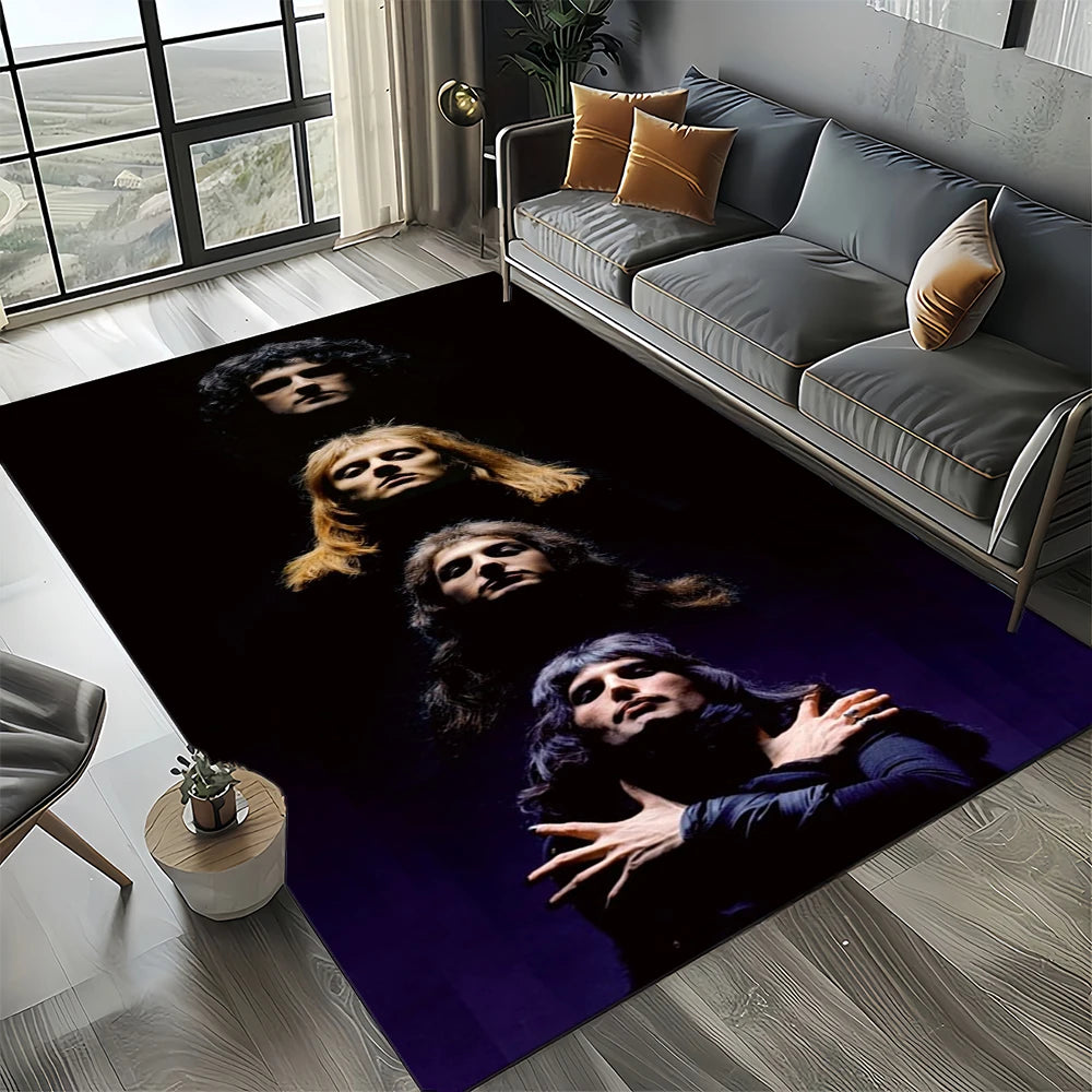 2025 Classics Queen-Rock-Band Freddie Carpet Rug for Living Room Bedroom Home Sofa Decoration,Kid Area Rug Non-slip Floor Mat