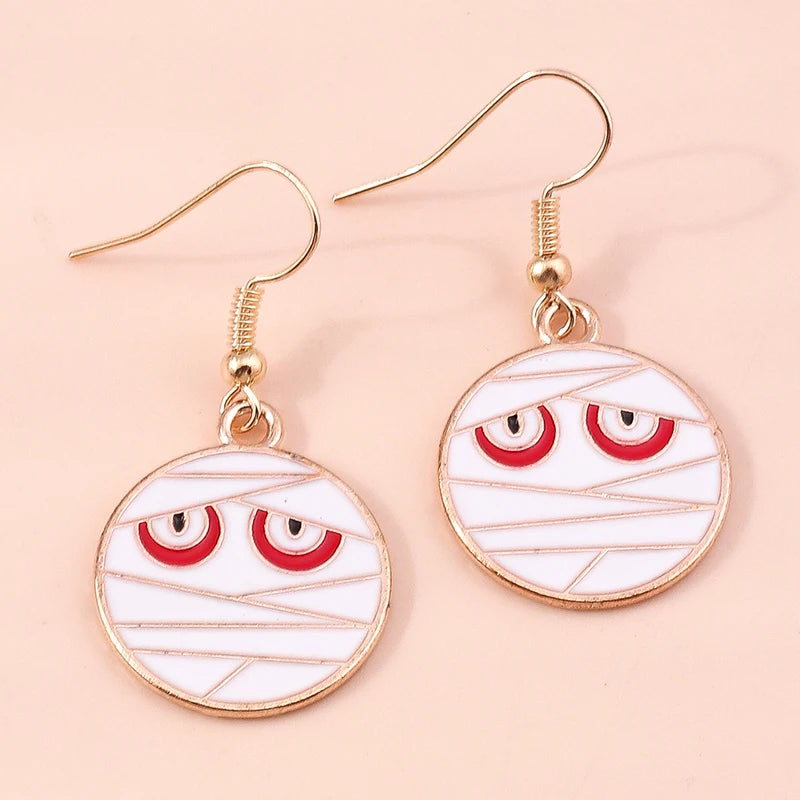 Aihua Fashion Halloween Earrings Enamel Ghost Skeleton Pumpkin Bat Spider Earrings For Women Halloween Night Party Jewelry Gifts