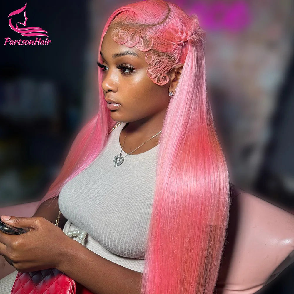 30 Inch Lace Front Wigs Human Hair Bone Straight Light Pink Brazilian Colored Wig 13x4 Lace Frontal Wig For Women Pre Plucked