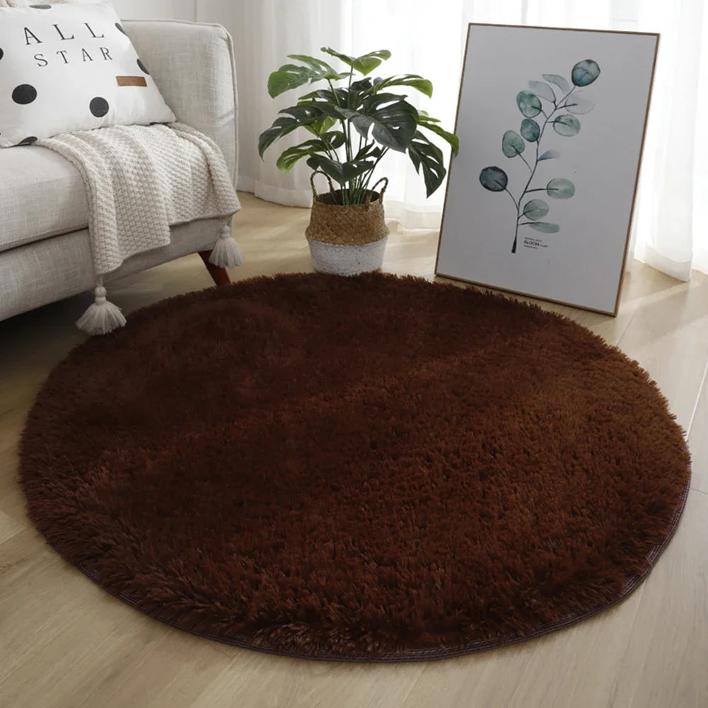40/60/80cm Anti-Slip Round Rugs Large Shaggy Rug Super Soft Mat Living Room Bedroom Carpet Home Furnishings